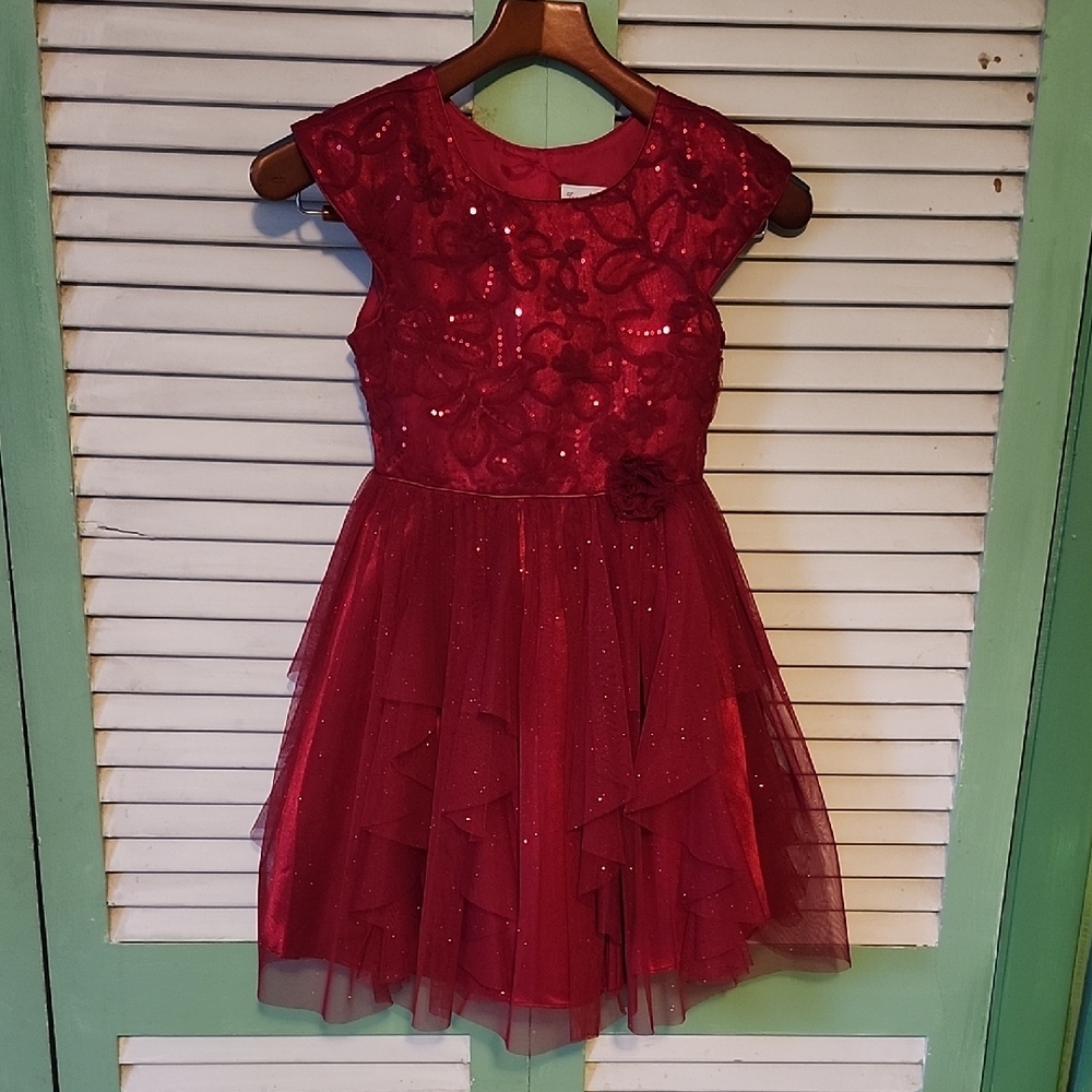 Jona Michelle Red Dress with Sequin Accents